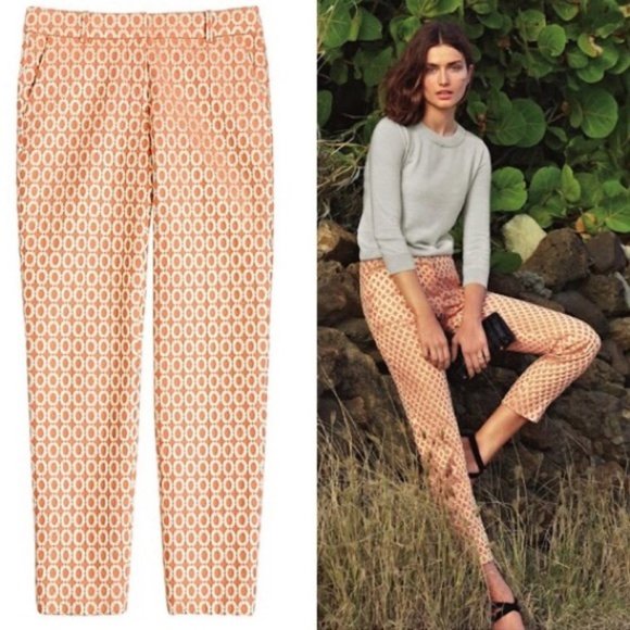 J.Crew Cafรฉ Capri - Coral Gilded Dot Brocade Sz 10 - Picture 3 of 9